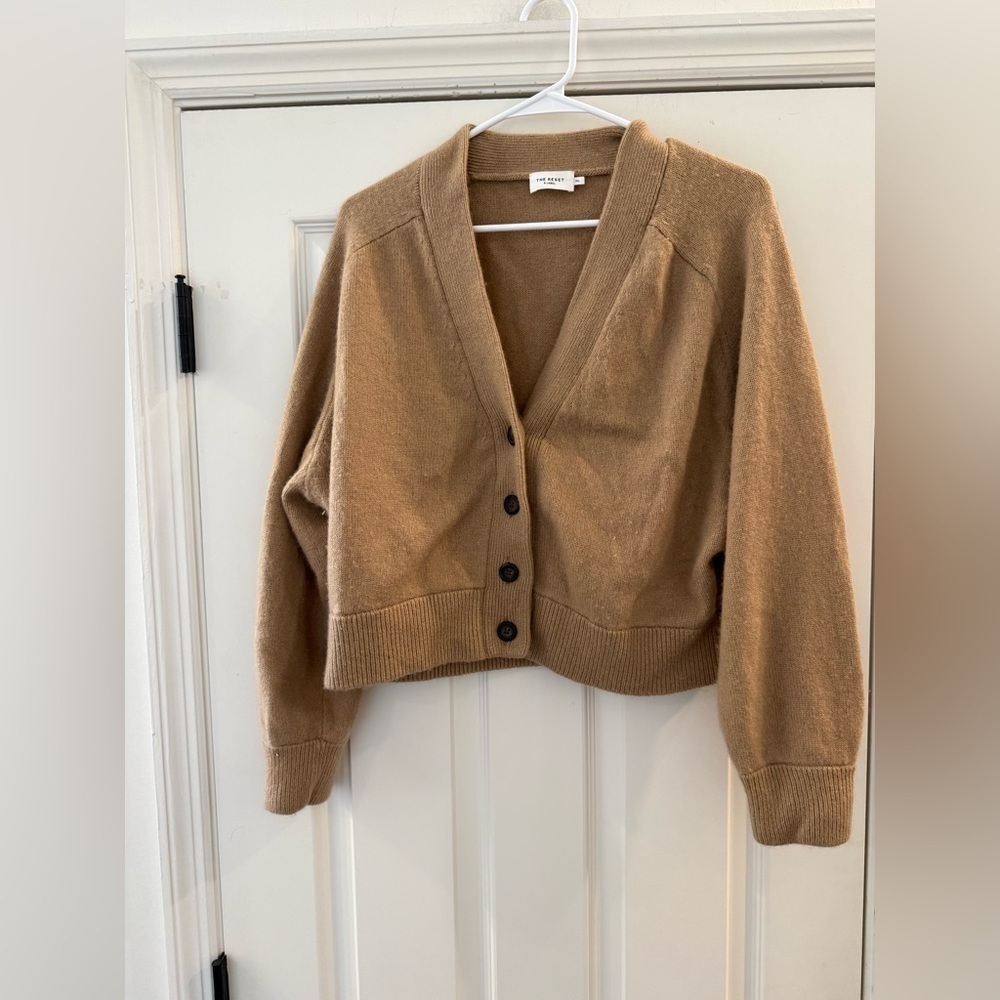 The RESET R Label Wool Cashmere Tan Button Down Cardigan Sweater XL